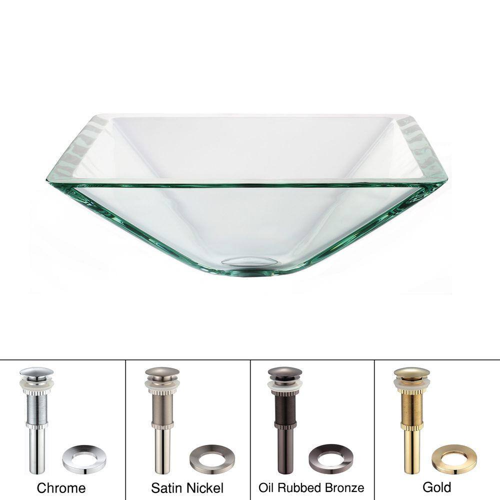 Clear Square Glass Above-Counter Vessel Sink