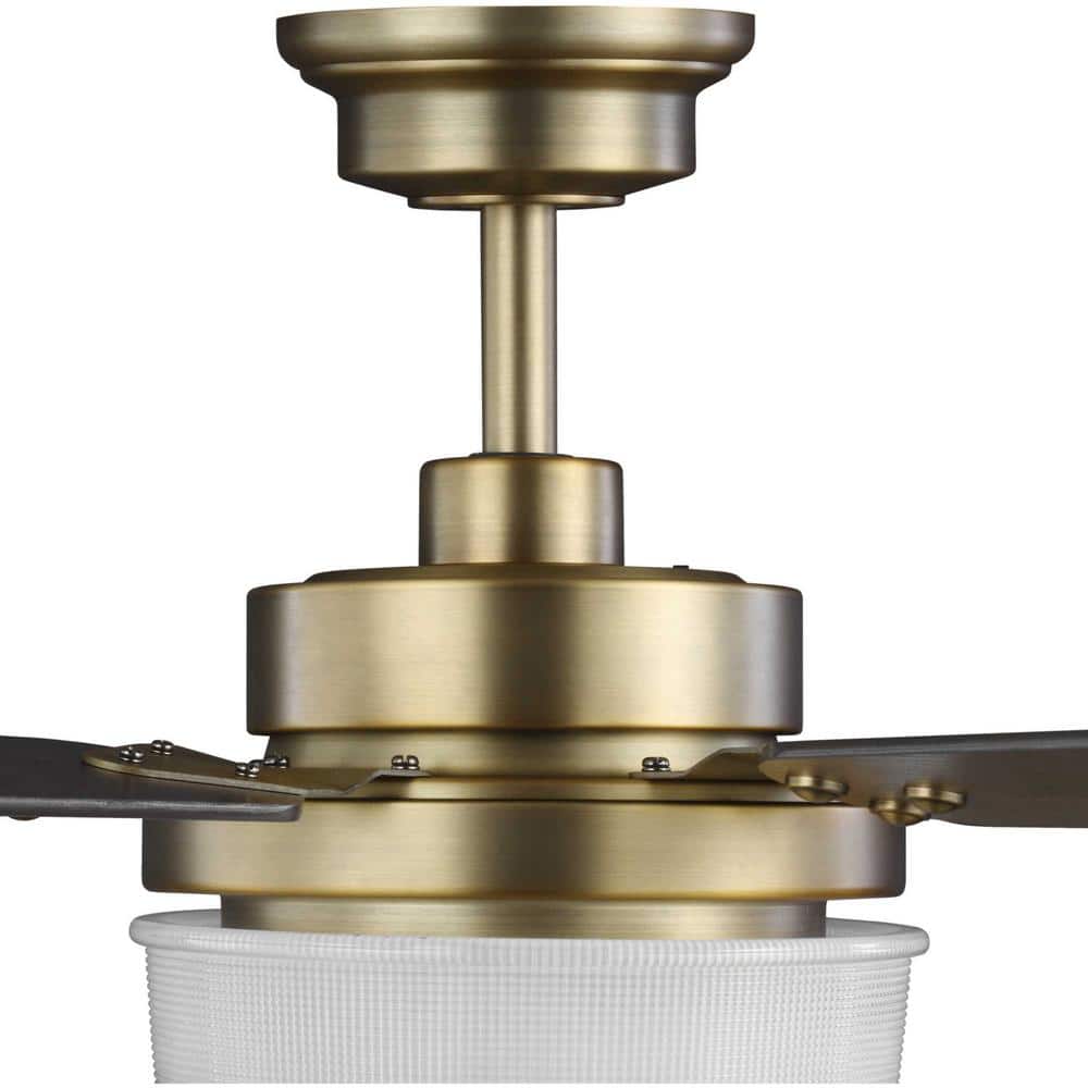 Vintage Brass 52" Ceiling Fan with LED Light and Remote