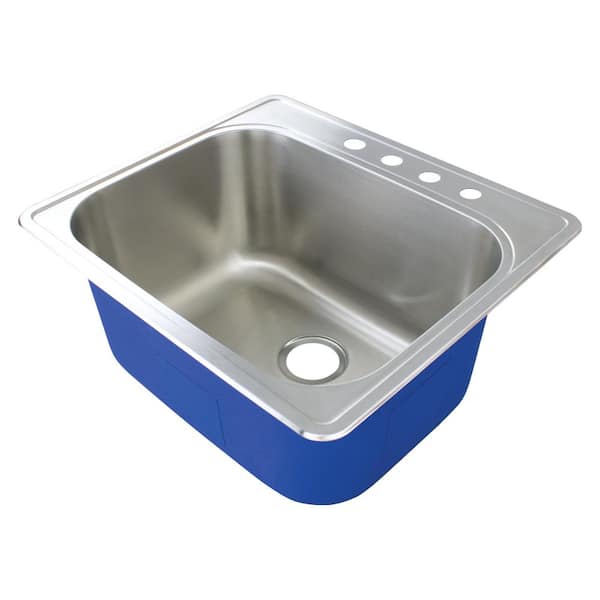 Transolid Meridian 25 in. x 22 in. x 12 in. Stainless Steel Drop-in Laundry/Utility Sink with 4-Hole