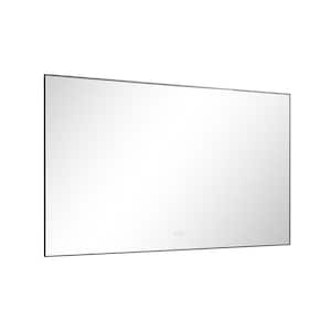 84 in. W x 36 in. H Large Rectangular Aluminium Framed Dimmable Wall LED Bathroom Vanity Mirror with Back Light in Black