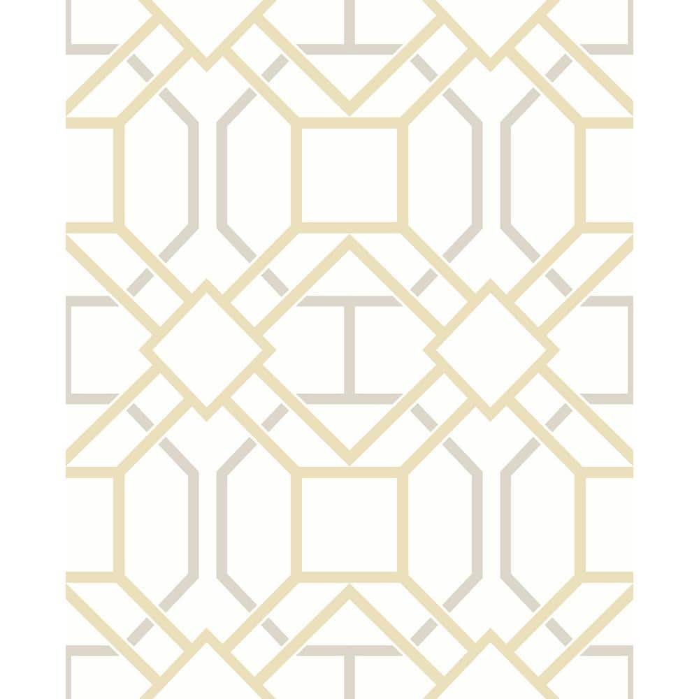 Dauphin Mustard Lattice Light Grey Wallpaper Sample