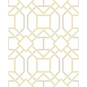 Dauphin Mustard Lattice Light Grey Wallpaper Sample