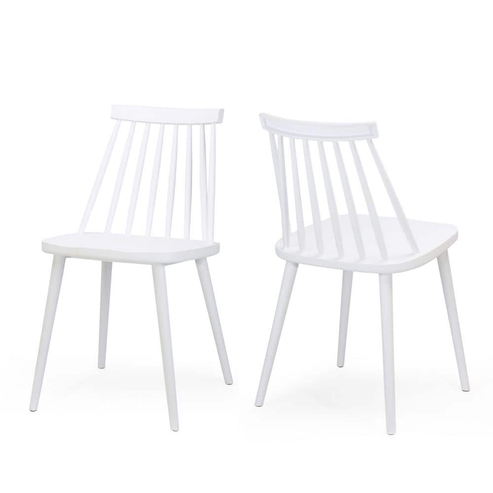 Matte White Windsor High-Back Plastic Side Chair, Set of 2