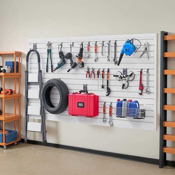 0.79 in. H x 96.46 in. W, SlatWall Panels, PVC Garage Slatwall with Modular Design, White Slat Wall Easy-to-Install