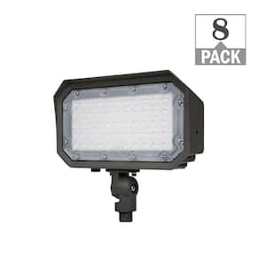 64-Watt Equivalent 9 in. 6000 Lumens Bronze Outdoor Integrated LED Flood Light with Adjustable Knuckle Mount (8-Pack)