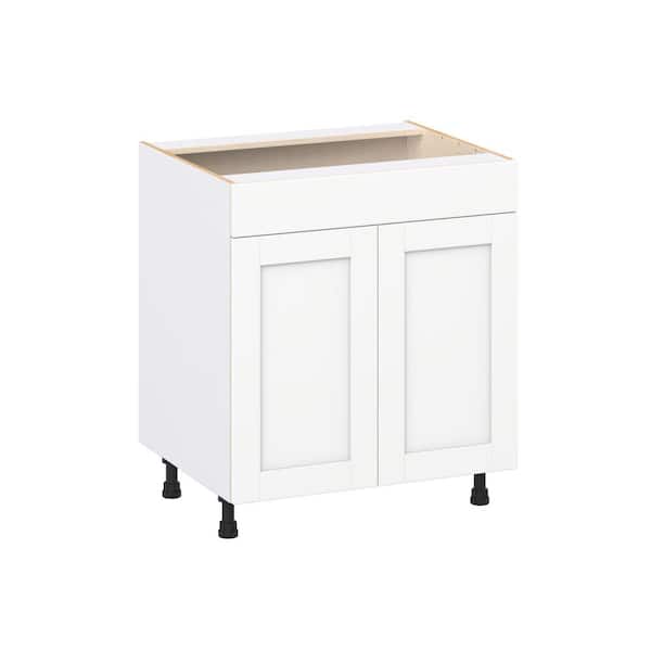 Milton 30 in. W x 24 in. D x 34.5 in. H Assembled Shaker Sink Base Kitchen Cabinet in Bright White with Falsefront
