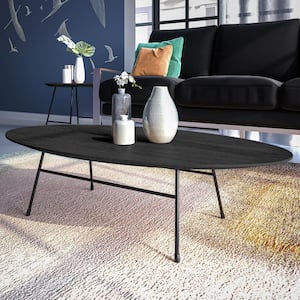 Rossmore 46.3 in. Black Oval Wood Coffee Table