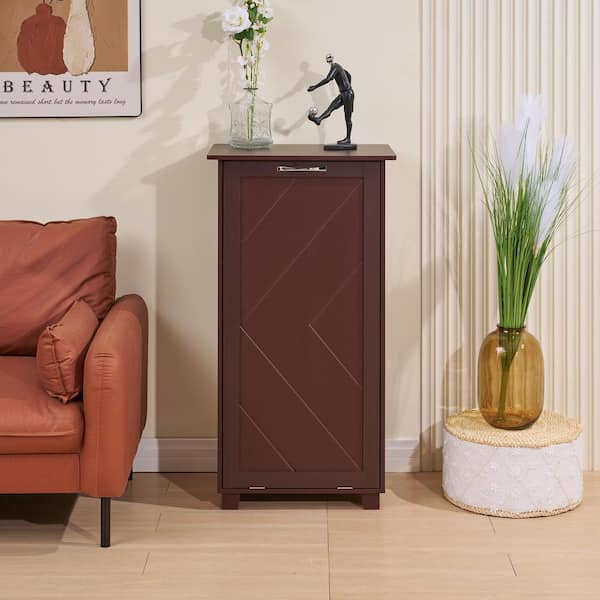 VECELO Kitchen Trash Bin Cabinet Brown Wood 20.47 in. Buffet VECELO Kitchen Trash Bin Cabinet Brown Wood 20.47 in. Buffet