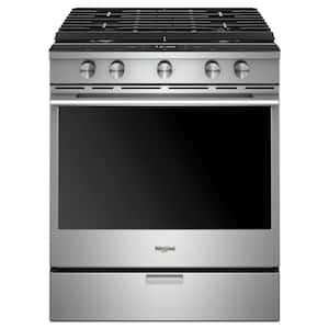 5.8 cu. ft. Smart Contemporary Handle Slide-in Gas Range with Air Fry With Connection in Stainless Steel