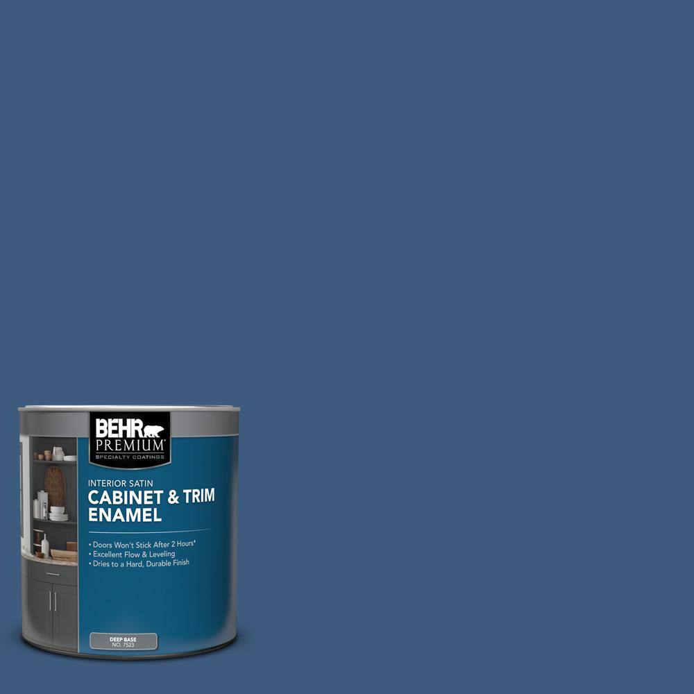 BEHR PREMIUM 1 qt. #M520-7 Admiral Blue Satin Enamel Interior Cabinet ...