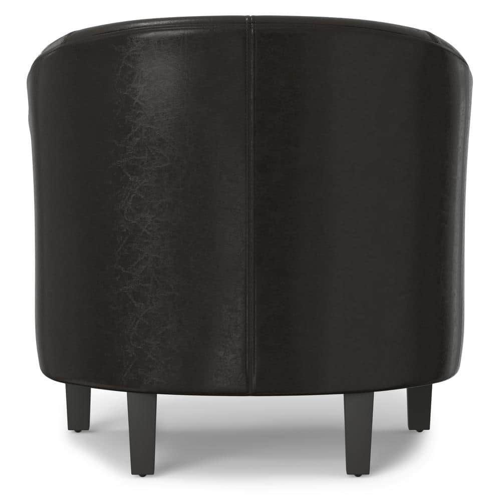 Austin Dark Brown Faux Leather Barrel Accent Chair
