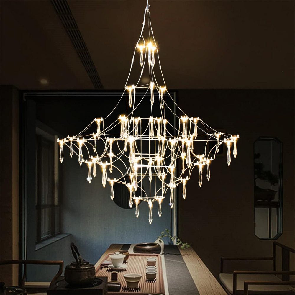 CandlelitFlame 66-Light Sliver Finish Linear Chandelier for Living Room price history on PriceWatchPro