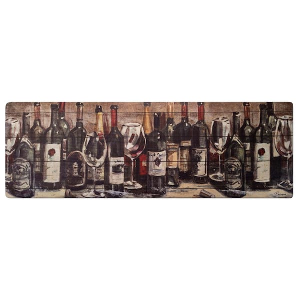 Cozy Living Wine Collection Brown Red 17.5 in. x 55 in. Runner Kitchen Mat