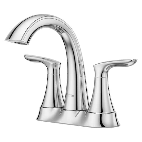Weller 4 in. Centerset Double Handle High Arc Bathroom Faucet with Drain Kit Included in Polished Chrome