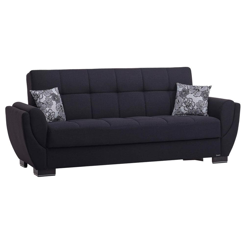 Basics Air Convertible 95 in. Dark Blue Polyester 3-Seater Twin Size Sleeper Sofa Bed with Storage, Firm Seat Cushion
