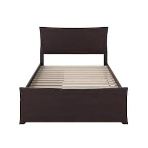 Metro Espresso Full Solid Wood Storage Platform Bed with Matching Foot Board with 2 Bed Drawers