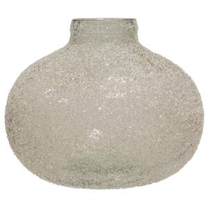 Translucent Clear Crackle Glass Round Wide Vase