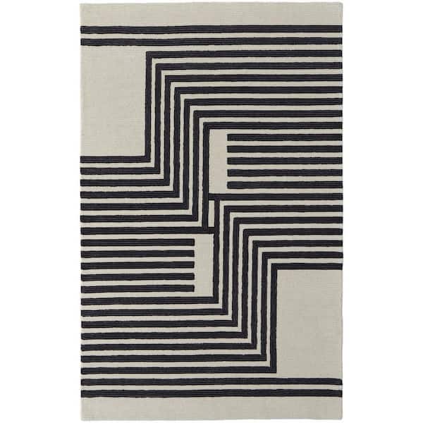 4 ft. x 6 ft. Gray and Black Abstract Area Rug
