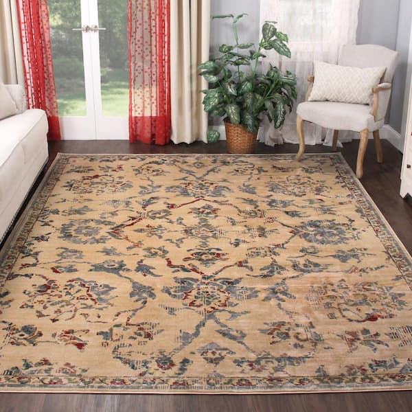 Basilio Red 8 ft. x 10 ft. Modern Farmhouse Medallion Polypropylene Area Rug