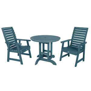 Weatherly Nantucket Blue 3-Piece Recycled Plastic Round Outdoor Dining Set