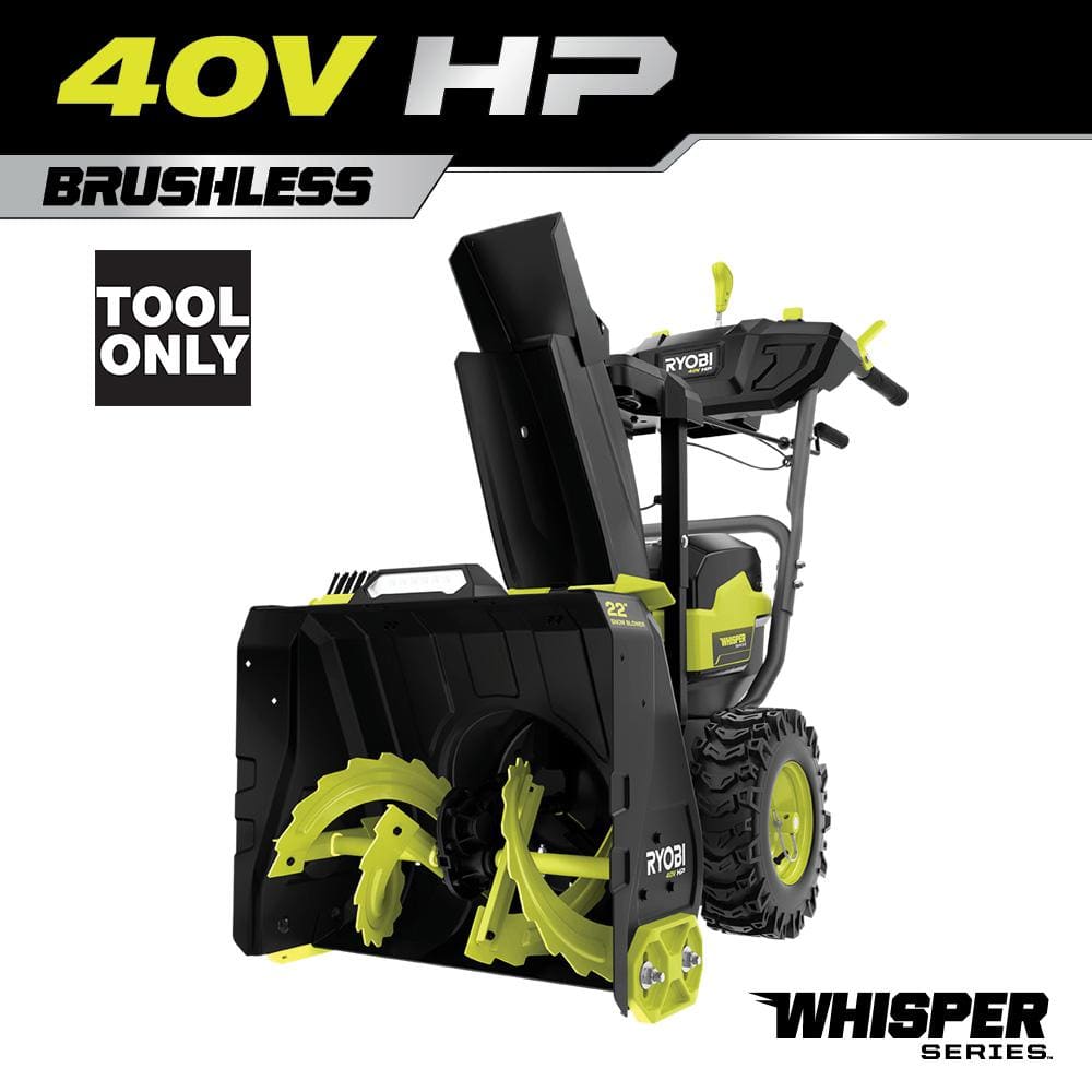 22 in. 40-Volt HP Brushless Whisper Series 2-Stage Cordless Electric Self-Propelled Snow Blower (Tool-Only) -  RYOBI, RY40HPSN04B