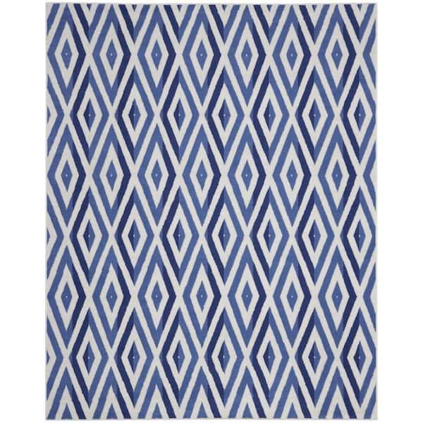 8 ft. x 12 ft. Blue Geometric Washable Area Rug