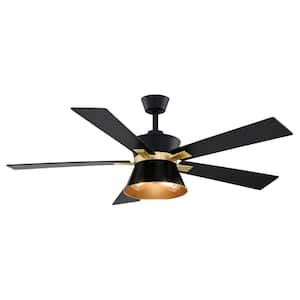 Scottsdale 52 in. Indoor Black and Gold Mid-Century Modern Ceiling Fan with LED Light Kit and Remote