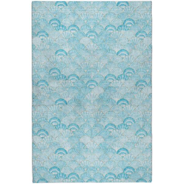 Dream Shag Premium Machine Washable Abstract ADS181 Aqua 10 ft. x 14 ft. Area Rug