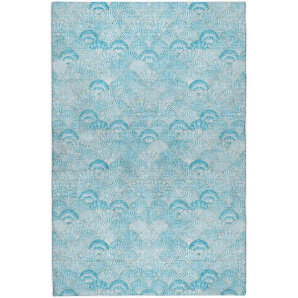 Dream Shag Premium Machine Washable Abstract ADS181 Aqua 5 ft. x 7 ft. 6 in. Area Rug