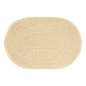 Braided Farmhouse Yellow 3 ft. x 5 ft. Oval Cotton Area Rug