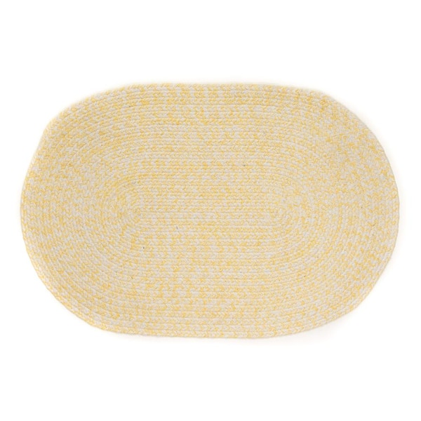 Super Area Rugs Braided Farmhouse Yellow 3 ft. x 5 ft. Oval Cotton Area Rug