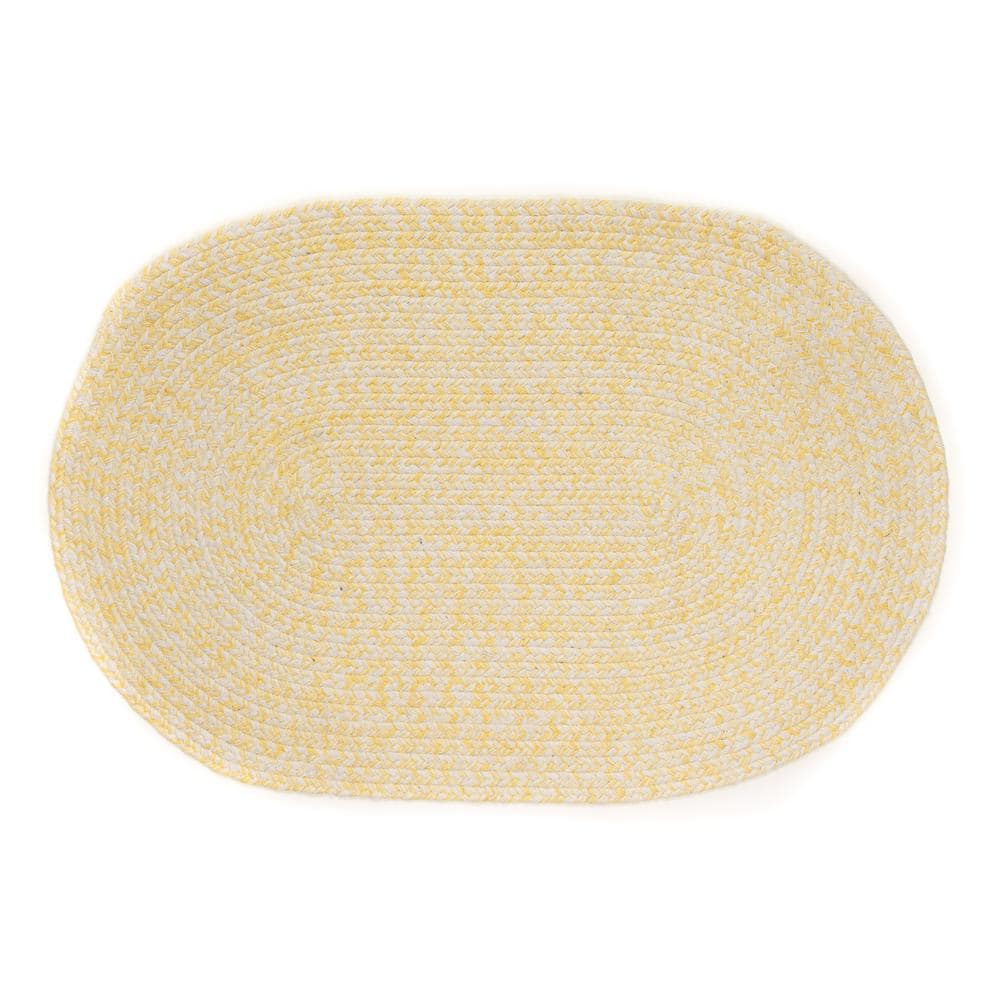 Handmade Yellow and White Oval Braided Cotton Rug 4' x 6'