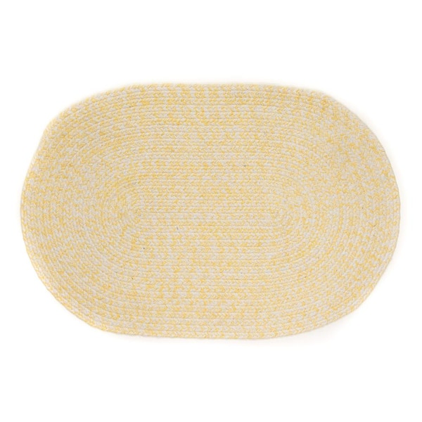 Super Area Rugs Braided Farmhouse Yellow 8 ft. x 10 ft. Oval Cotton Area Rug