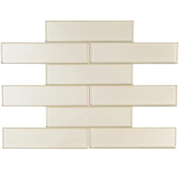 Apollo Tile White 2 in. x 8 in. Polished Glass Mosaic Tile Sample (0.11 sq. ft./Piece)