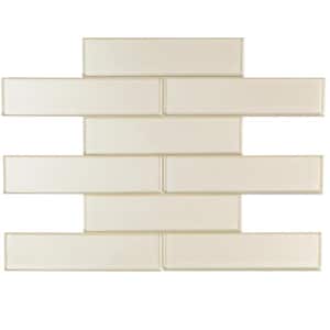 White 11.8 in. x 11.8 in. Polished Glass Mosaic Tile (4.83 Sq. ft./Case)
