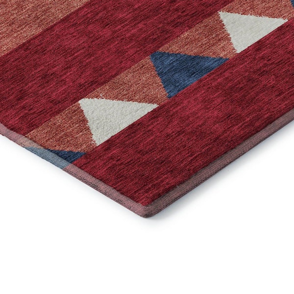 Mayfield Premium Machine Washable Abstract AMF965 Red 2 ft. 3 in. x 7 ft. 6 in. Runner Rug