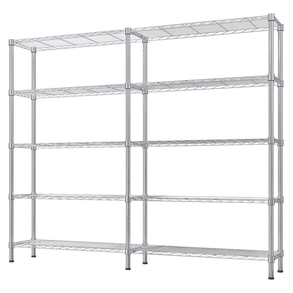 5 Tiers 2 Rows Steel Adjustable Garage Storage Shelving Unit in Chrome (57.87 in. W x 59.06 in. H x 13.78 in. D) price history on PriceWatchPro