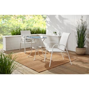 Mix and Match White Steel Sling Outdoor Patio Dining Chair in White (2-Pack)