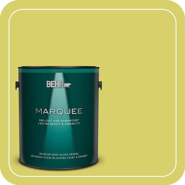 BEHR MARQUEE 1 gal. #P340-4 Lime Tree Semi-Gloss Enamel Interior Paint & Primer