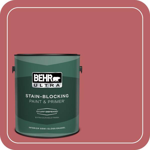 BEHR ULTRA 1 gal. #150D-6 Strawberry Rhubarb Extra Durable Semi-Gloss Enamel Interior Paint & Primer