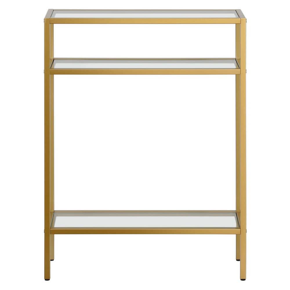 Siviline Compact Brass and Glass Console Table with Storage