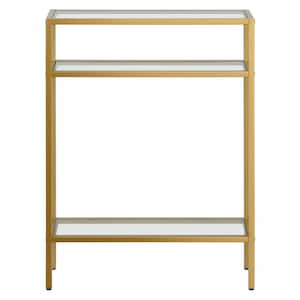 Siviline 22 in. Brass Rectangular Glass Console Table in
