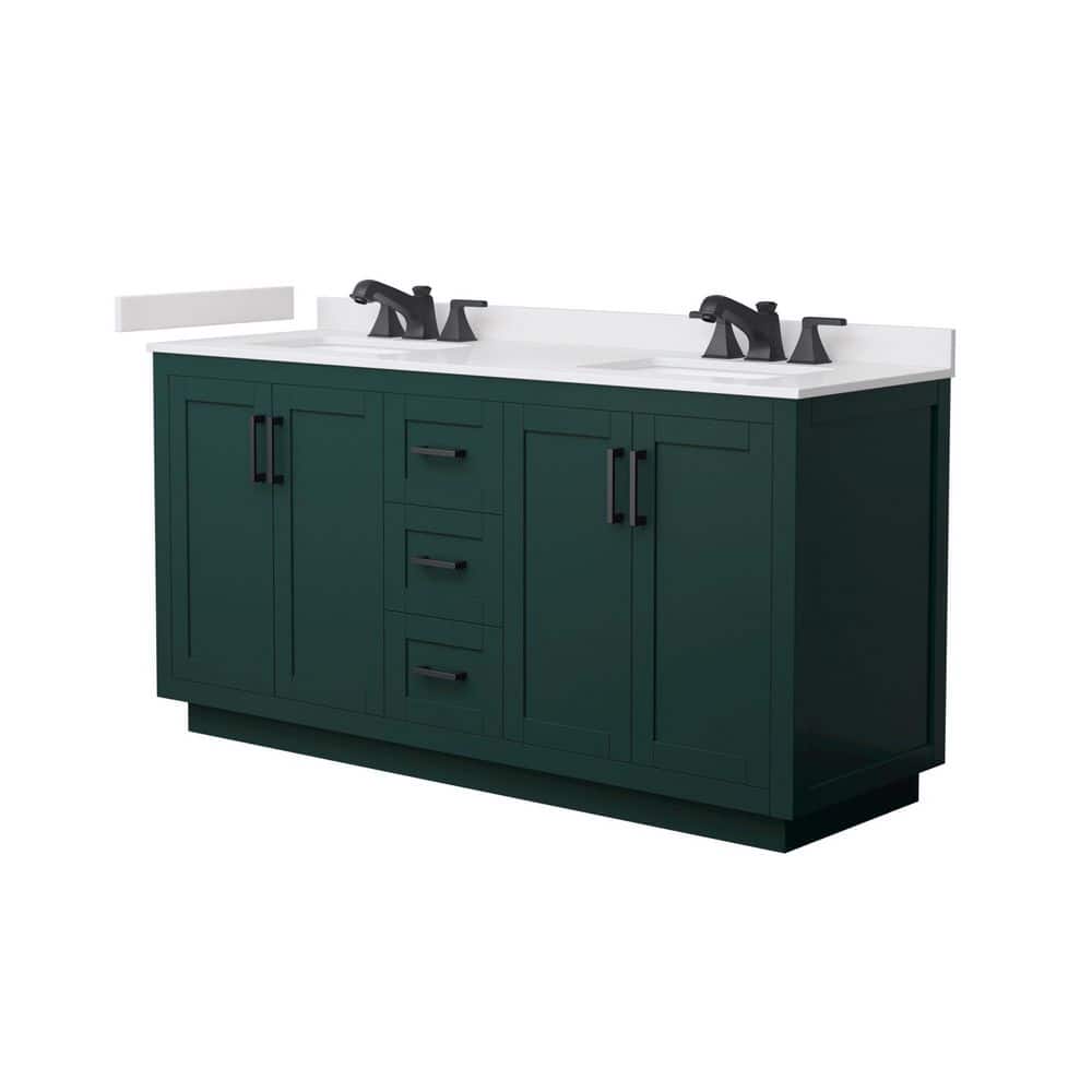 Miranda 66 in. Double Freestanding Green Bath Vanity with White Cultured Marble Top Assembled price history on PriceWatchPro