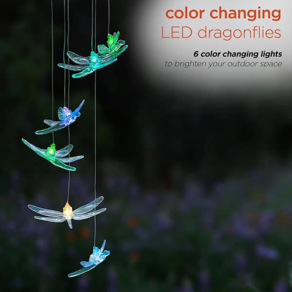 Solar Powered 6 LED Dragonfly Windchime Colour Changing Garden Wind Chime ## 