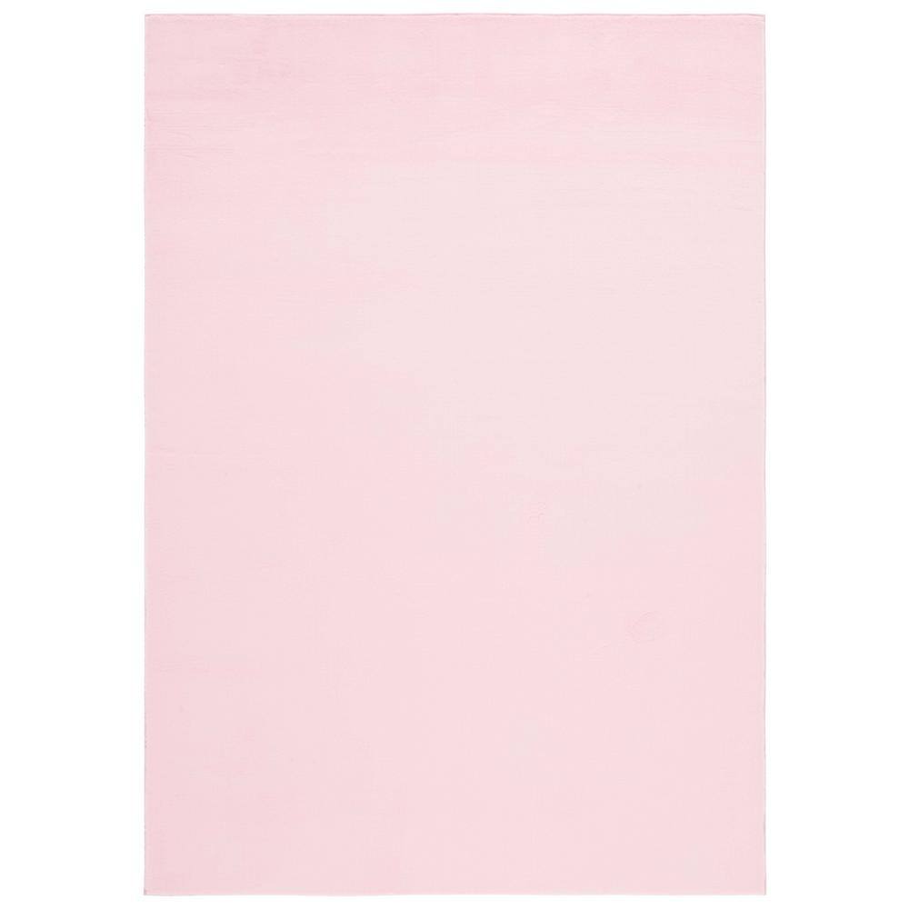 Pink Faux Rabbit Fur 5' x 7' Machine Washable Area Rug