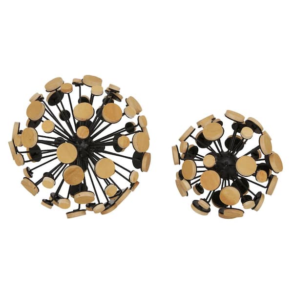 Litton Lane Brown Metal Modern Abstract Sculpture (Set of 2)