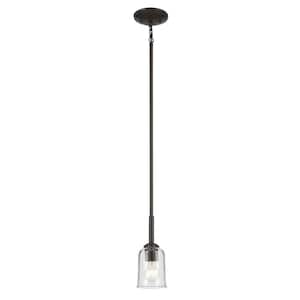 Shailene 1-Light Olde Bronze Traditional Shaded Kitchen Mini Hanging Pendant Light with Clear Glass