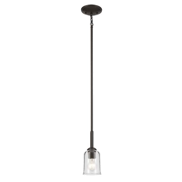 KICHLER Shailene 1-Light Olde Bronze Traditional Shaded Kitchen Mini Hanging Pendant Light with Clear Glass