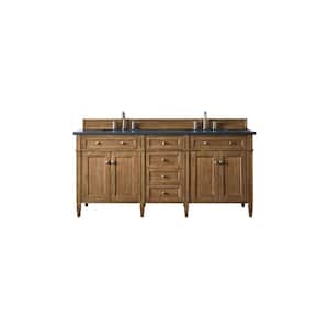 Brittany 72.0 in. W x 23.5 in. D x 34 in. H Bathroom Vanity in Saddle Brown with Charcoal Soapstone Quartz Top