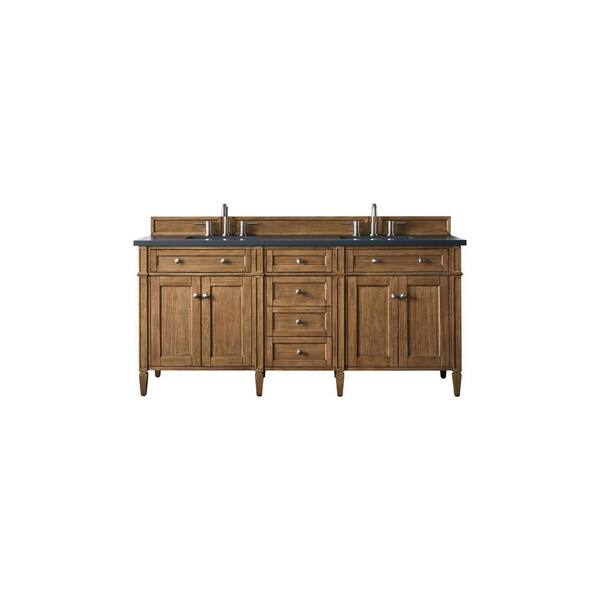 James Martin Vanities Brittany 72.0 in. W x 23.5 in. D x 34 in. H Bathroom Vanity in Saddle Brown with Charcoal Soapstone Quartz Top